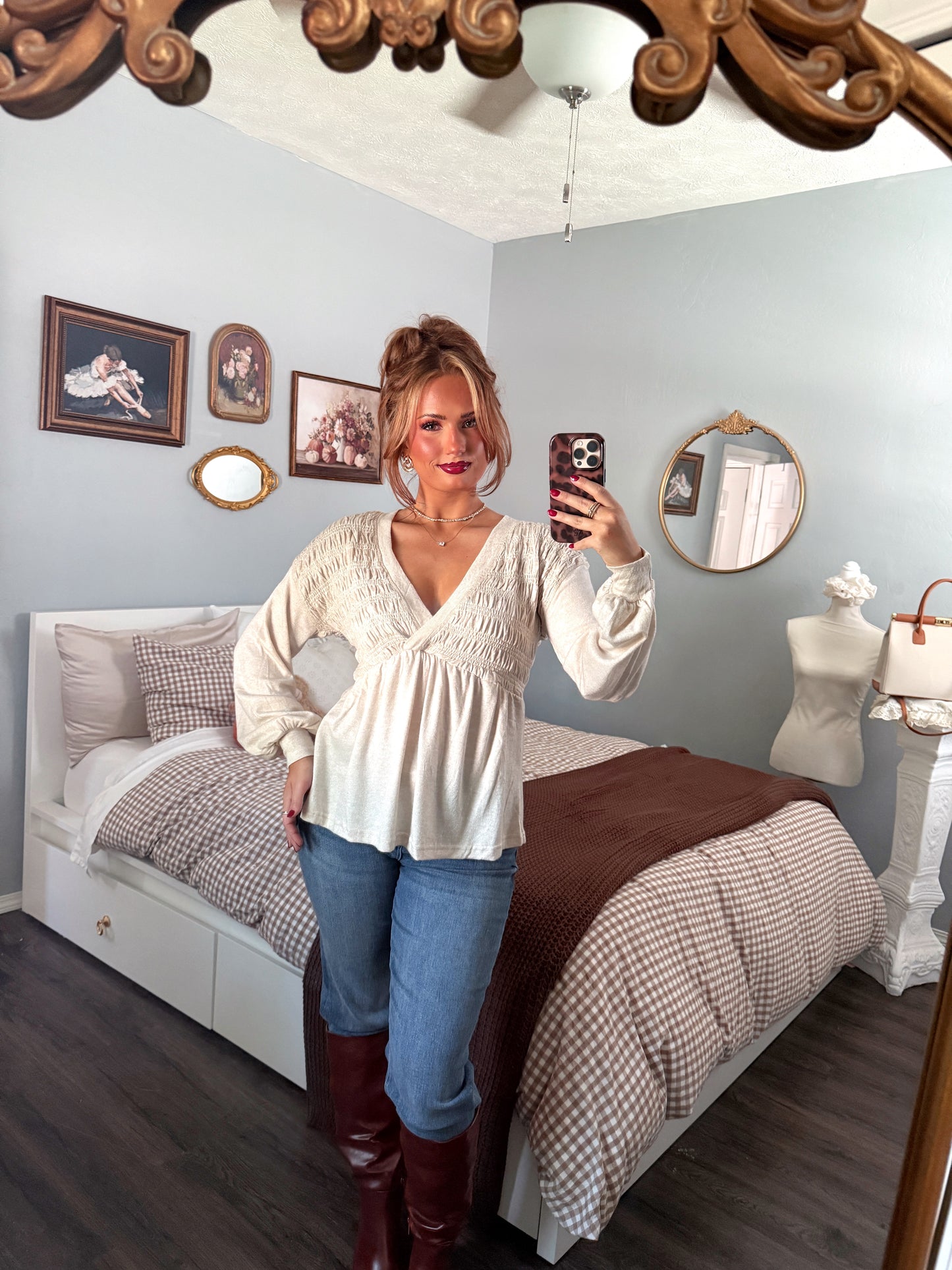 The Dauphine Babydoll Top - Oat