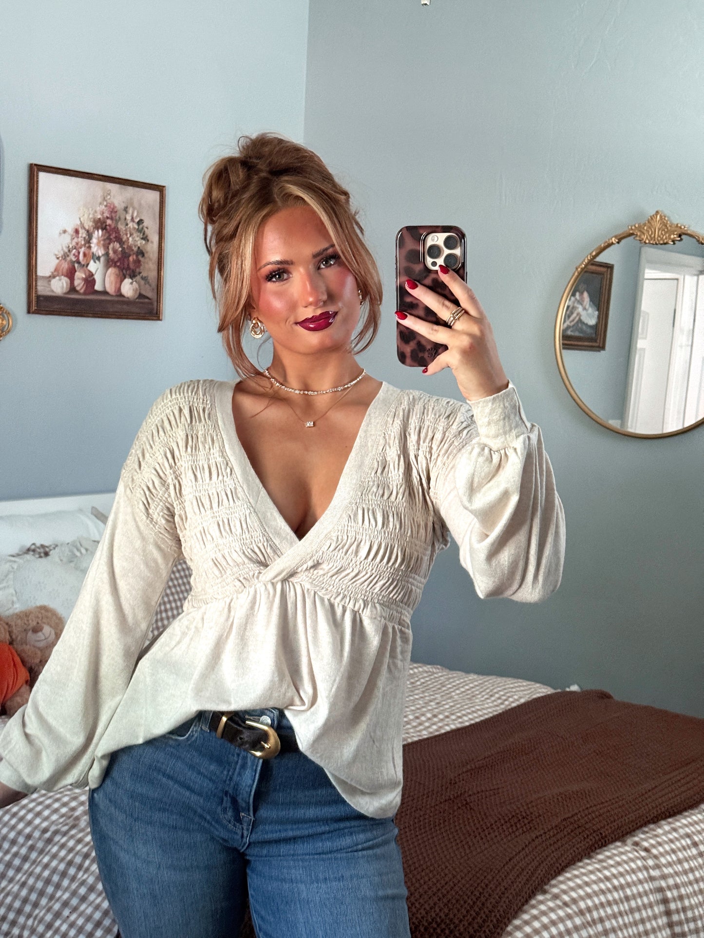 The Dauphine Babydoll Top - Oat