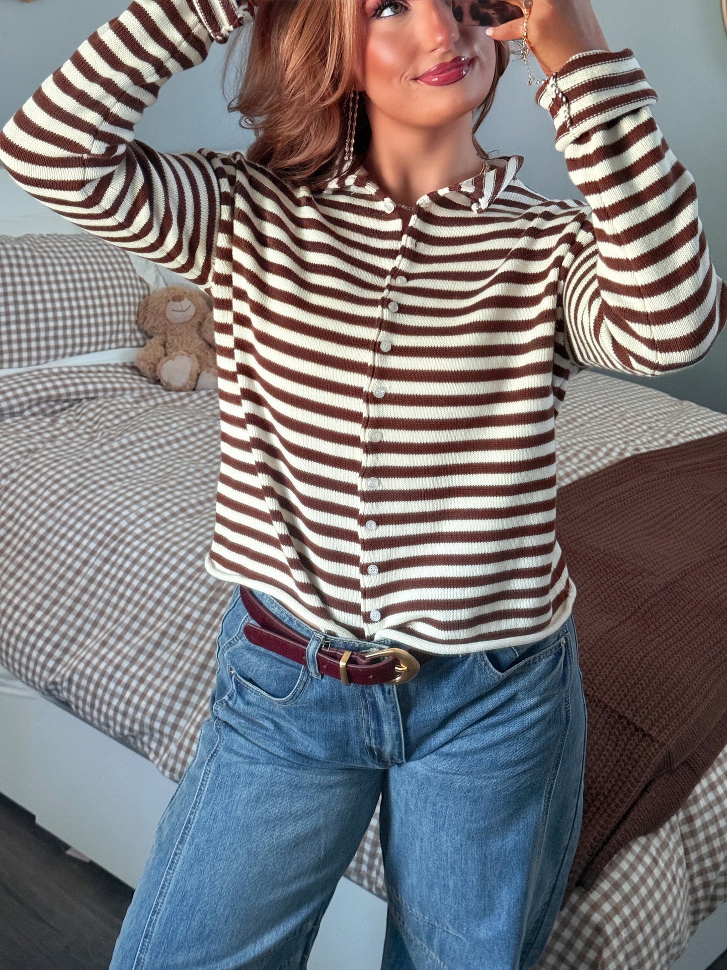 The Ashford Stripe Mockneck - Chocolate