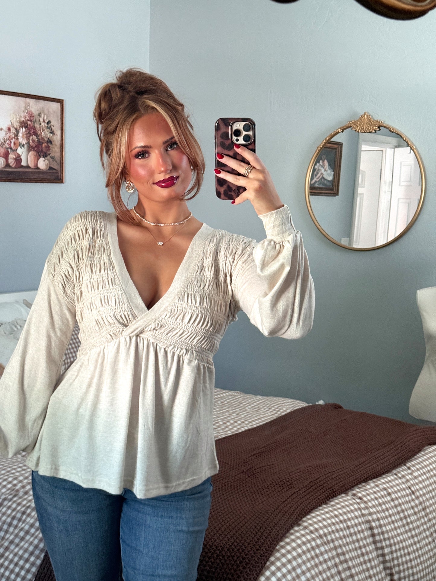 The Dauphine Babydoll Top - Oat
