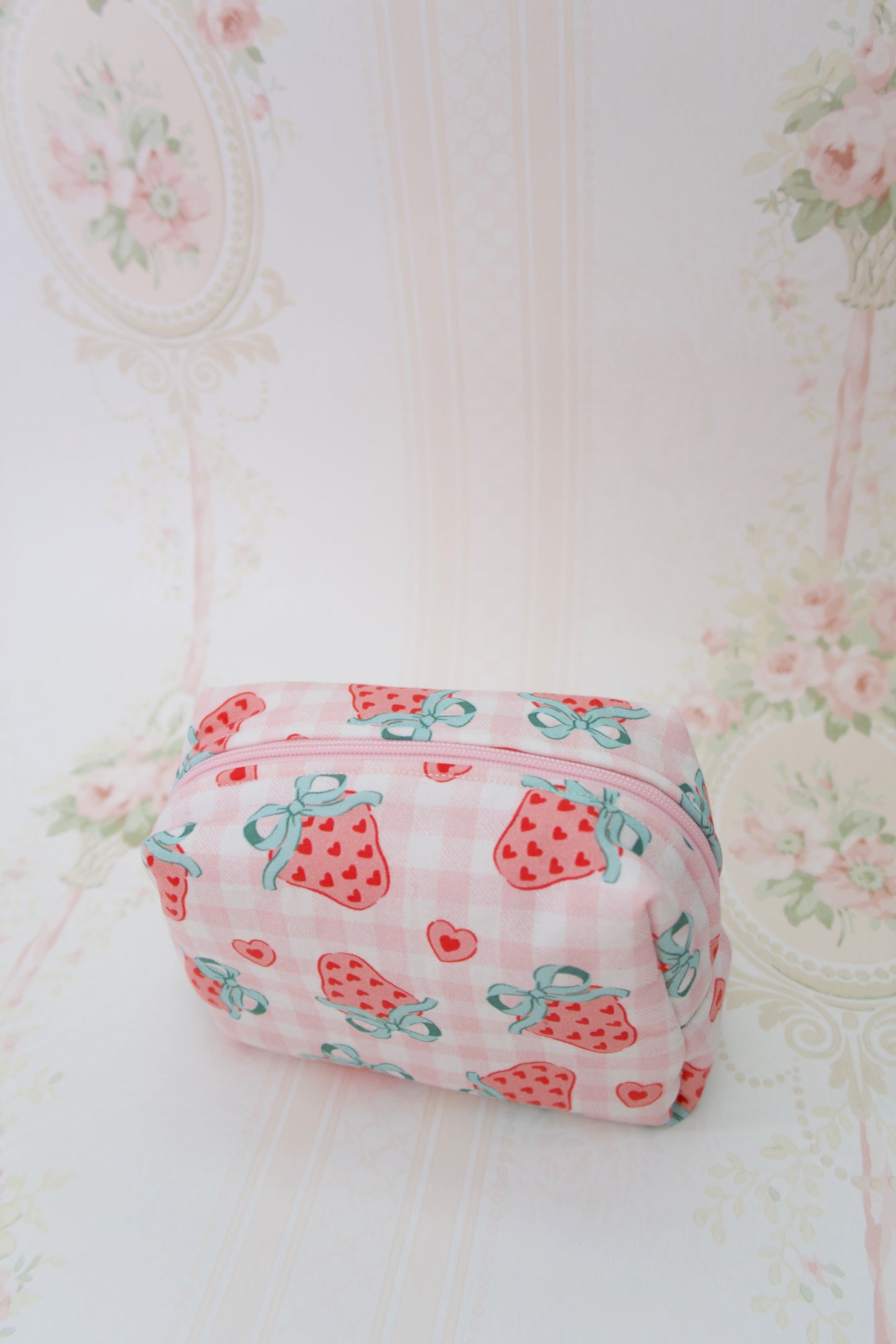 Strawberry Soirée Makeup Bag - Small