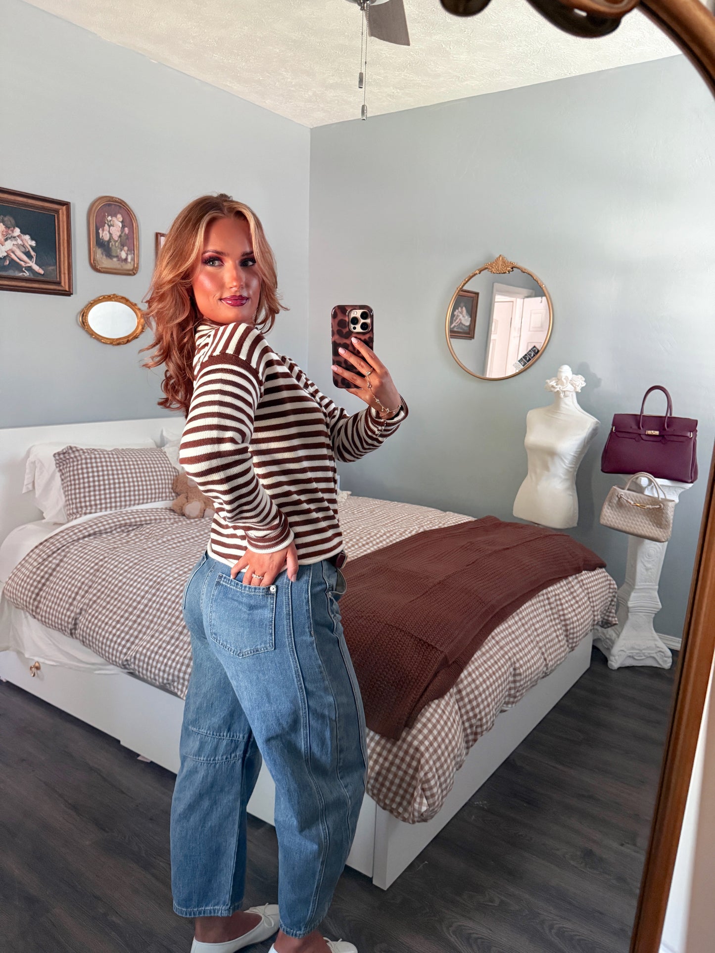 The Ashford Stripe Mockneck - Chocolate