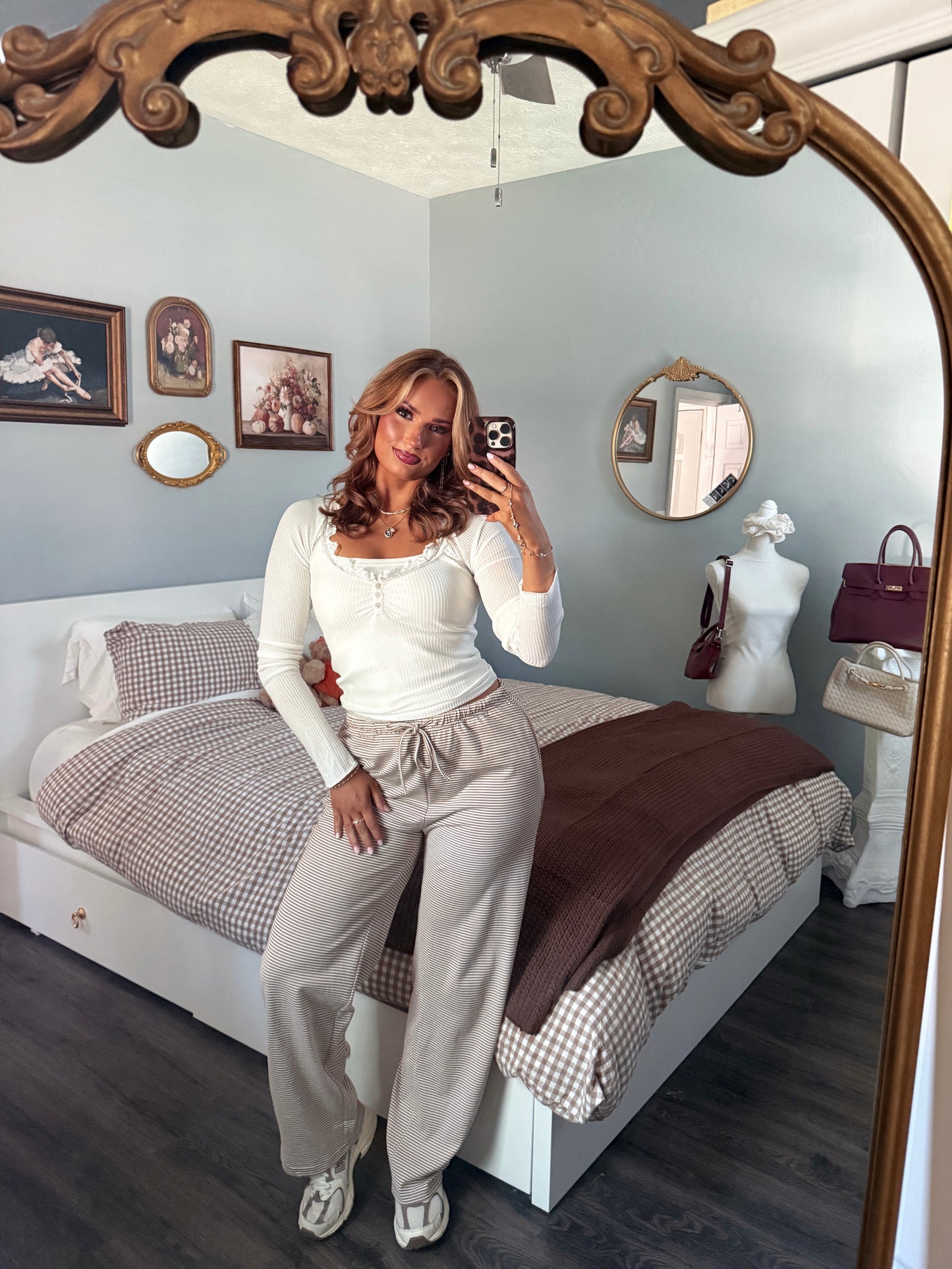 Gilbert Lace Long Sleeve Henley - White