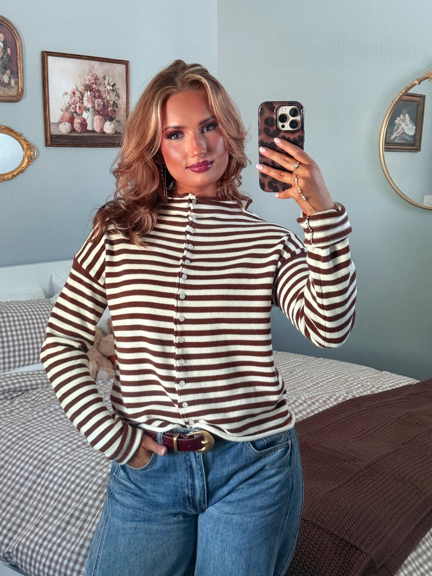 The Ashford Stripe Mockneck - Chocolate