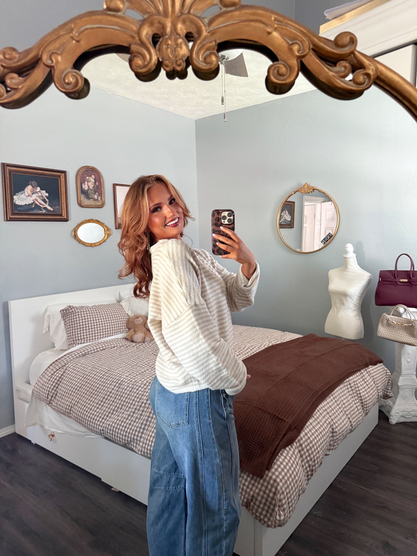 Timeless Threads Cardigan - Oatmeal Stripes