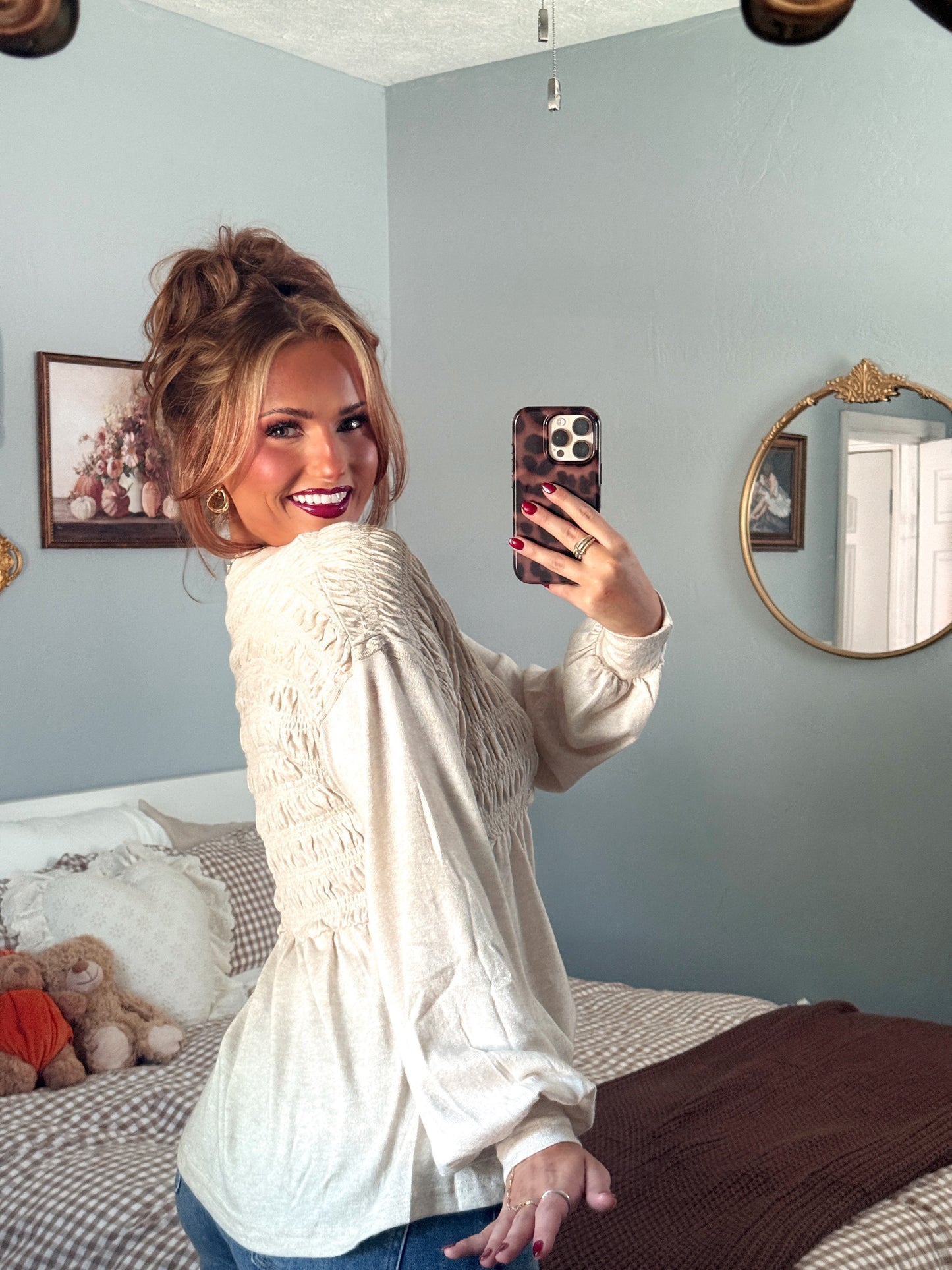 The Dauphine Babydoll Top - Oat
