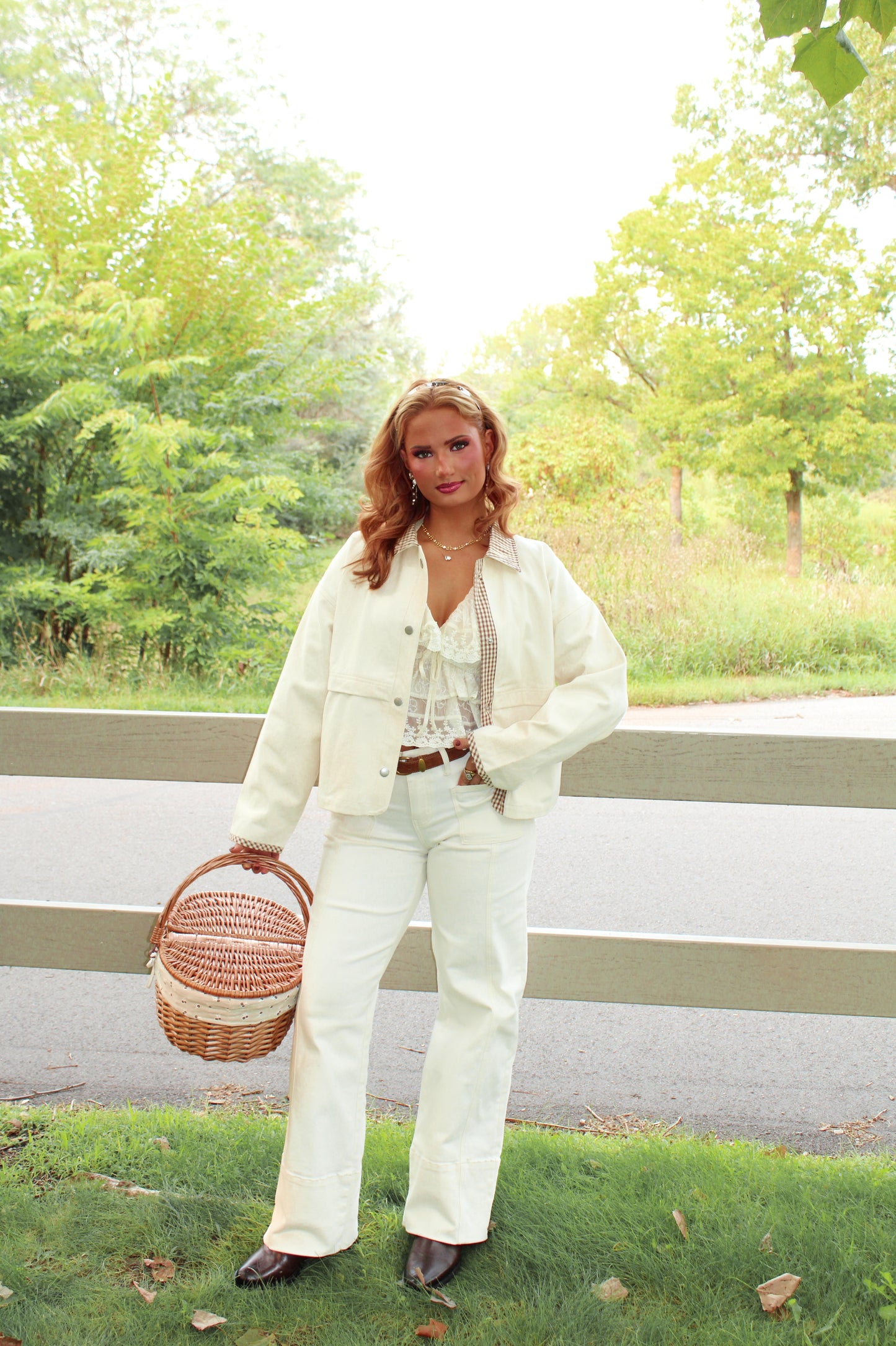 The Orchard Lane Jacket – Cream Gingham