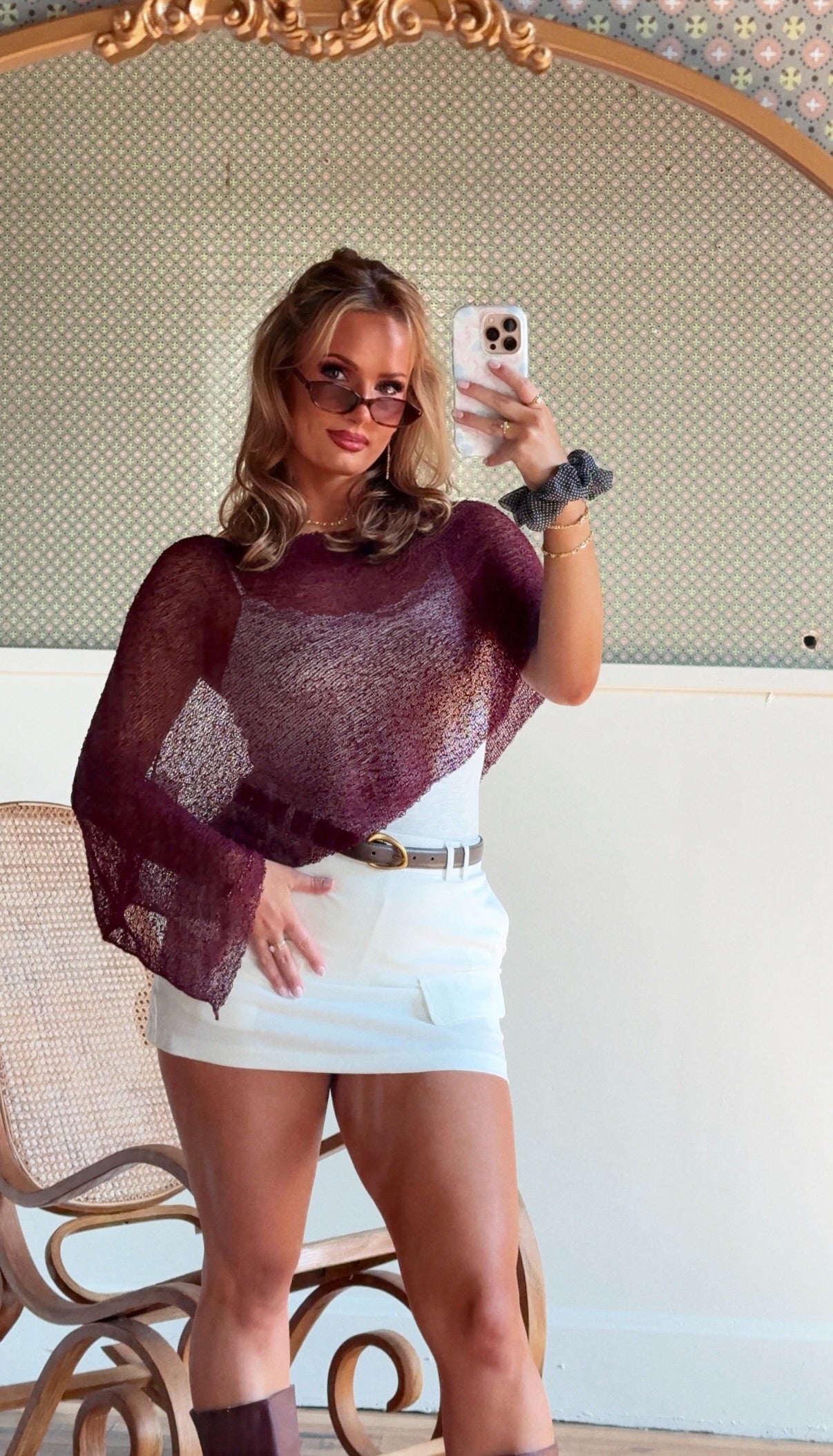 The Angel Veil Poncho - Bordeaux Whisper 9.12 PREORDER