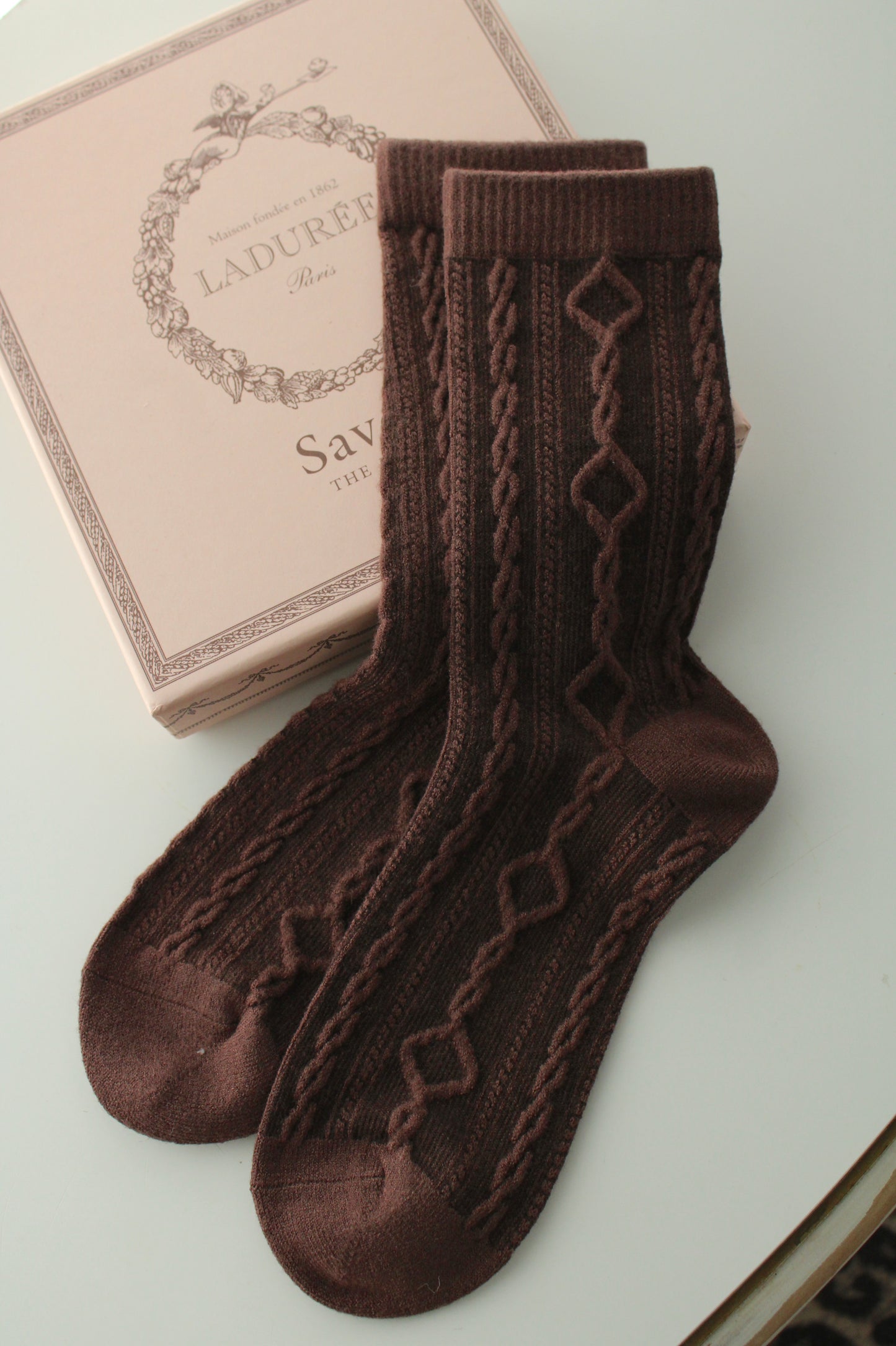 Gilmore Cable Knit Socks - Espresso RESTOCK