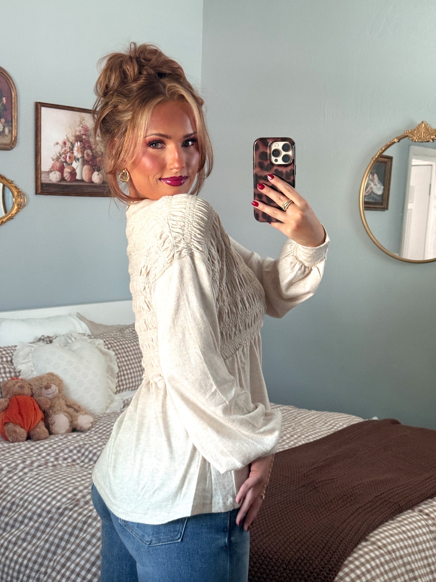 The Dauphine Babydoll Top - Oat