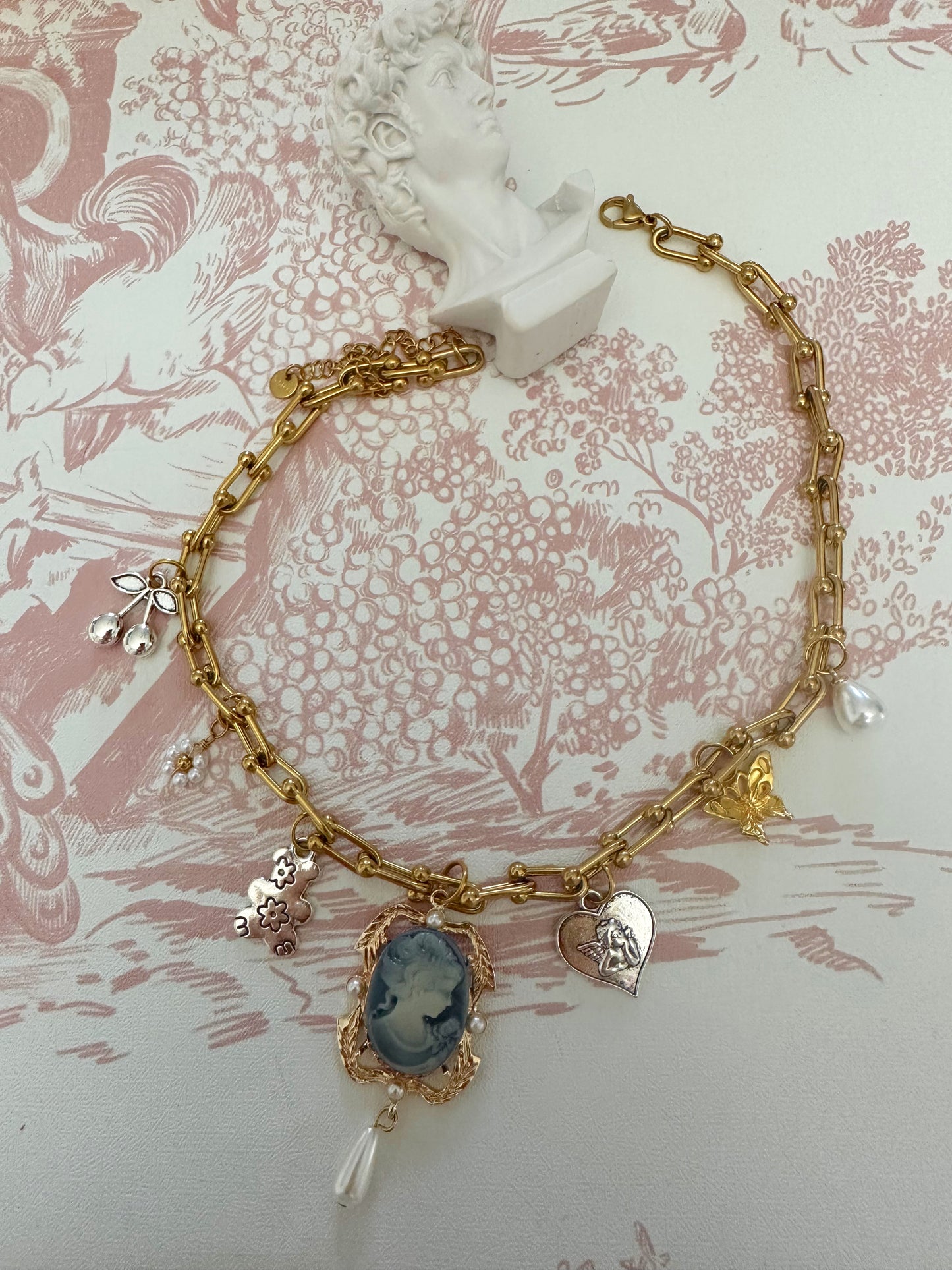 Vintage Blues Charm Necklace