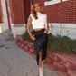 Willow Leather Midi Skirt
