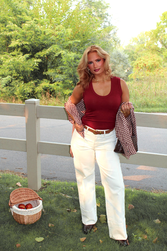 The Claret Ribbed Tank - Wine Stains