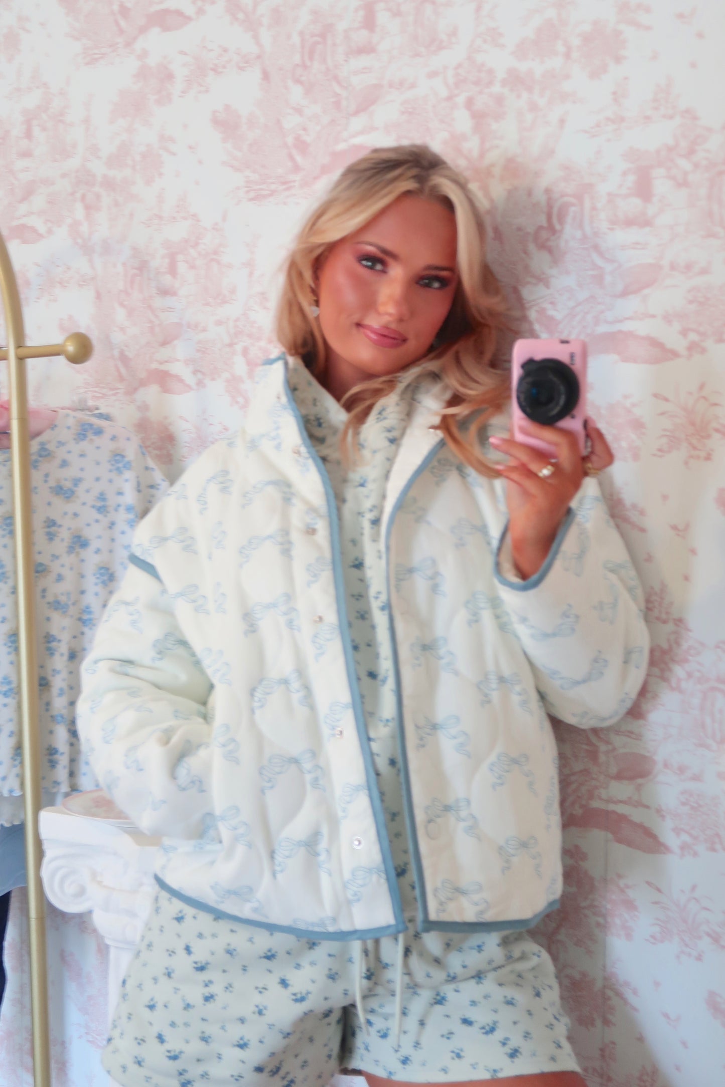 Berry Sweet Bow Quilted Jacket