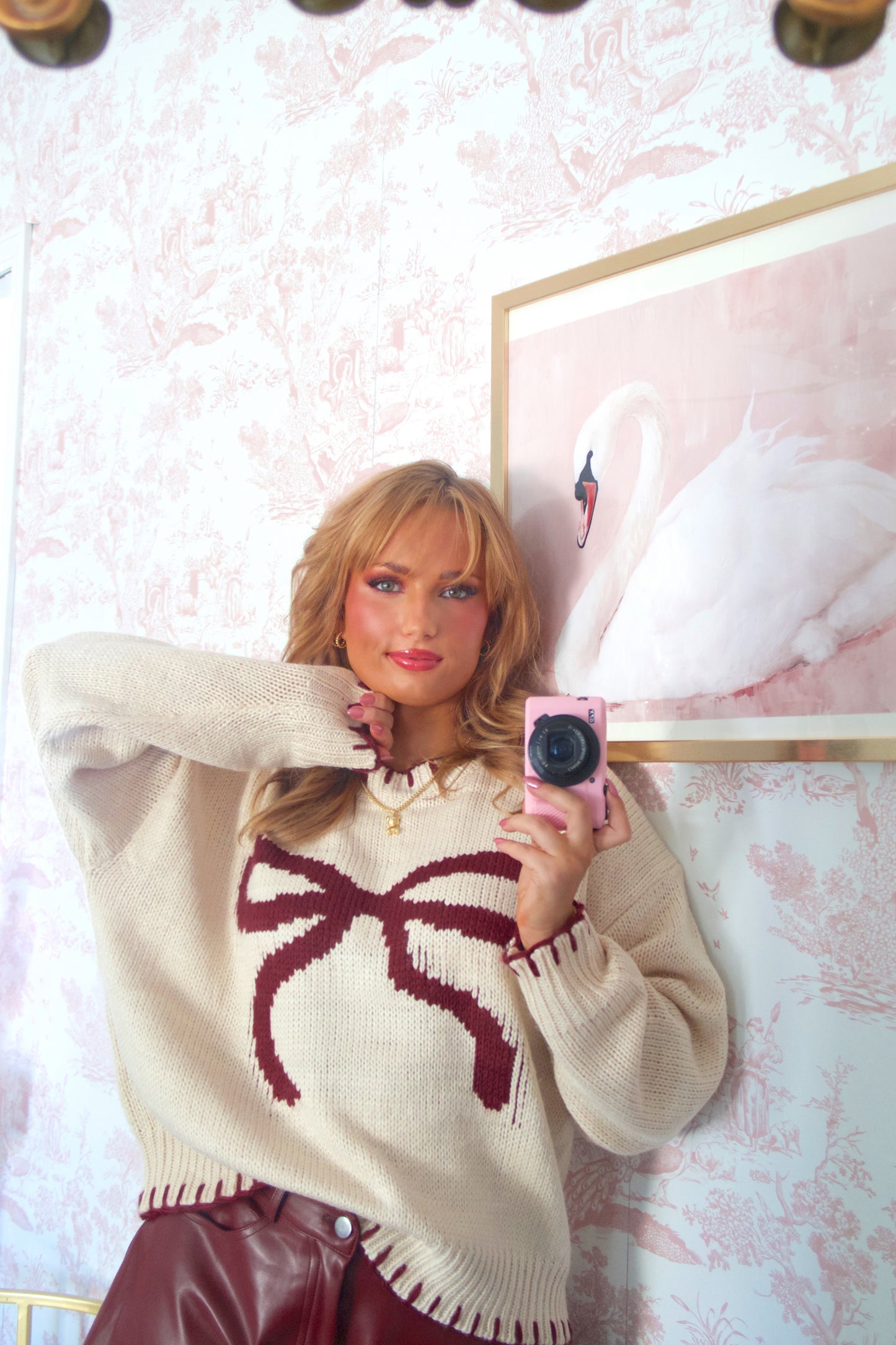 Darling Ribbon Sweater - Cherry Mocha