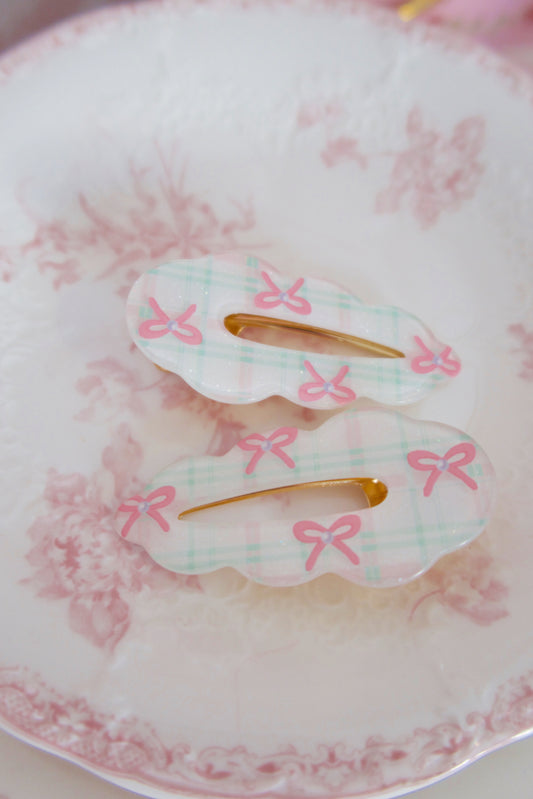 Gingham & Glitter Hair Clips