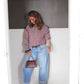 Bordeaux Stripe Mock Neck Sweater - Merlot