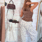 Café Crème Ruffle Blouse