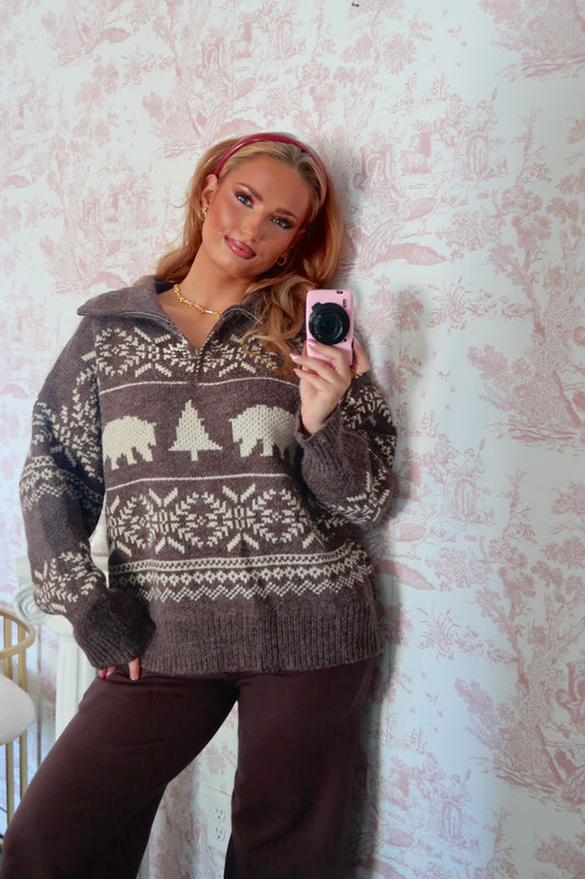 Brown Bear Jacquard Sweater