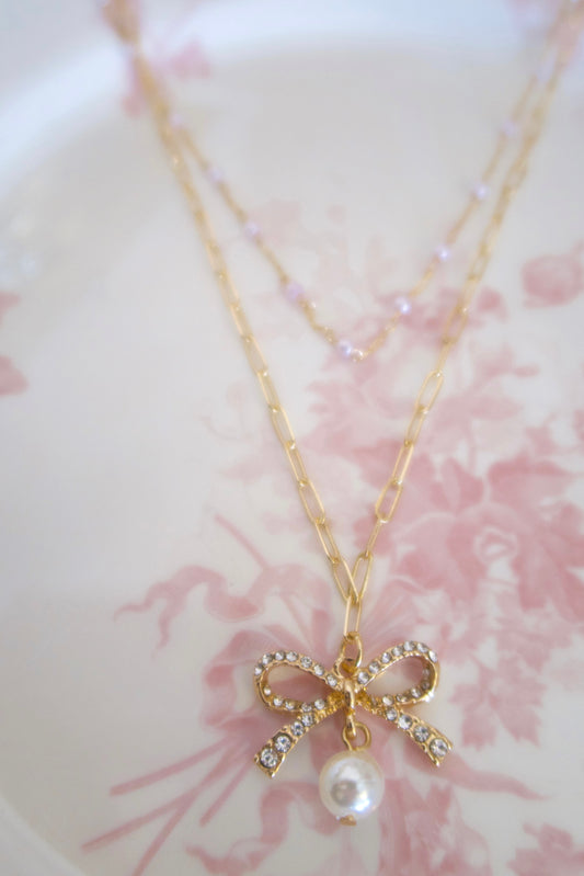 Tinsel Bow Sparkle Necklace