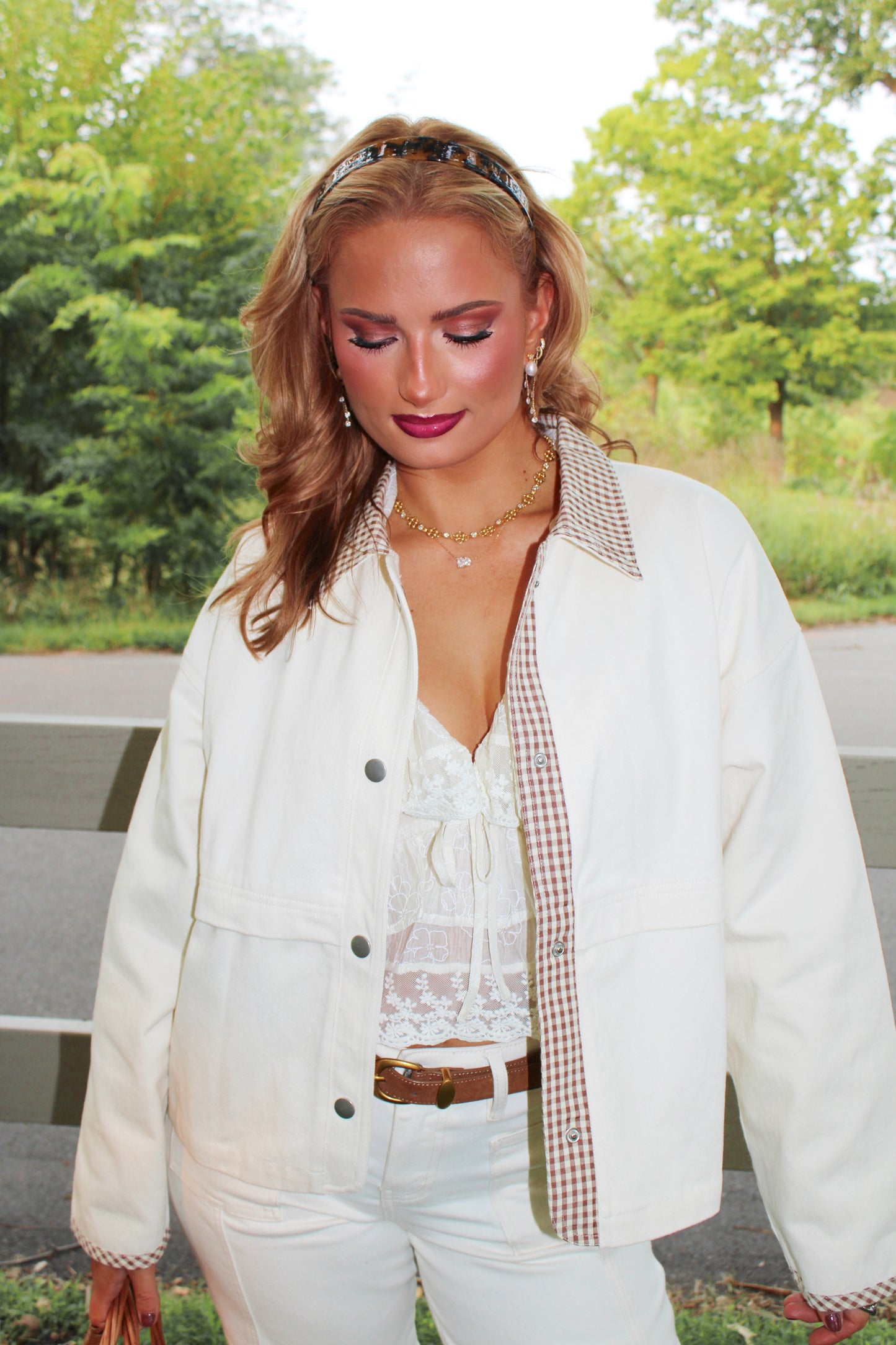 The Orchard Lane Jacket – Cream Gingham