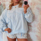 Ribboned Romance Lace Pullover - Blueberry Muffin