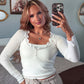 Gilbert Lace Long Sleeve Henley - White