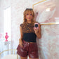 Maroon Muse Leather Shorts