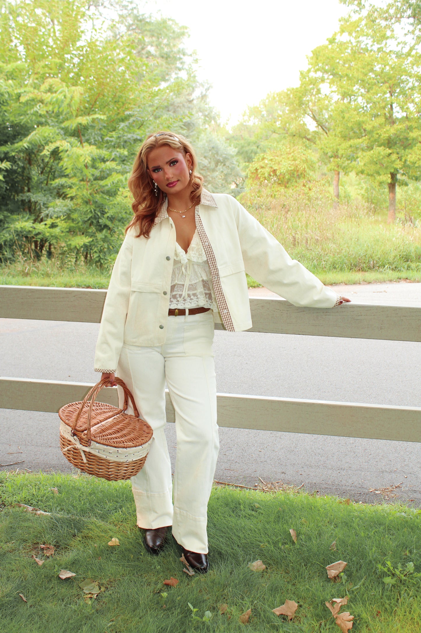 The Orchard Lane Jacket – Cream Gingham