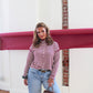 Bordeaux Stripe Mock Neck Sweater - Merlot