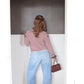 Bordeaux Stripe Mock Neck Sweater - Merlot