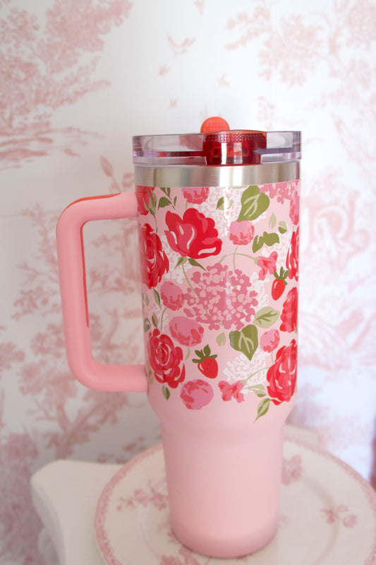 Strawberry Kissed Petals 40oz Tumbler