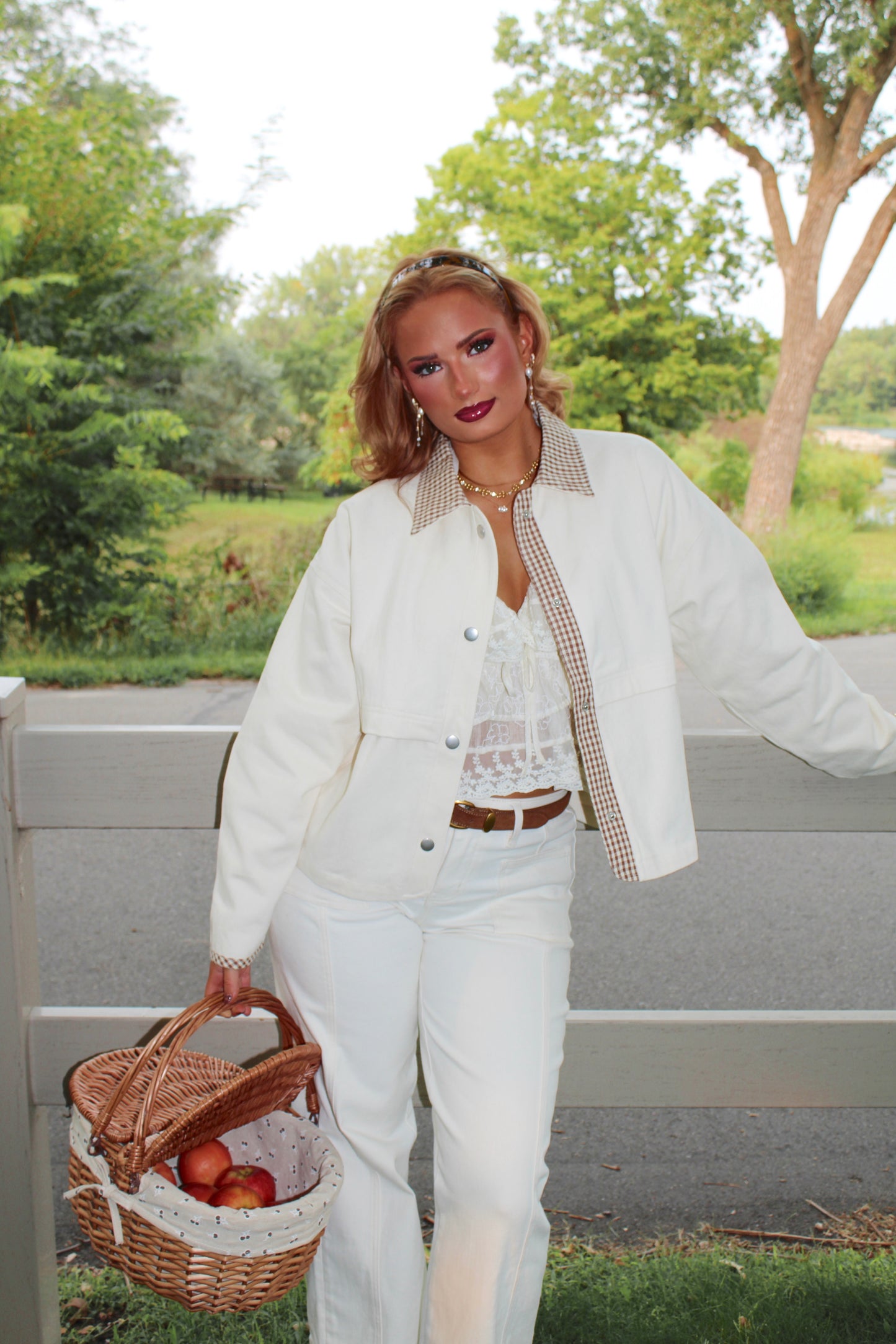 The Orchard Lane Jacket – Cream Gingham