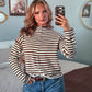 The Ashford Stripe Mockneck - Chocolate