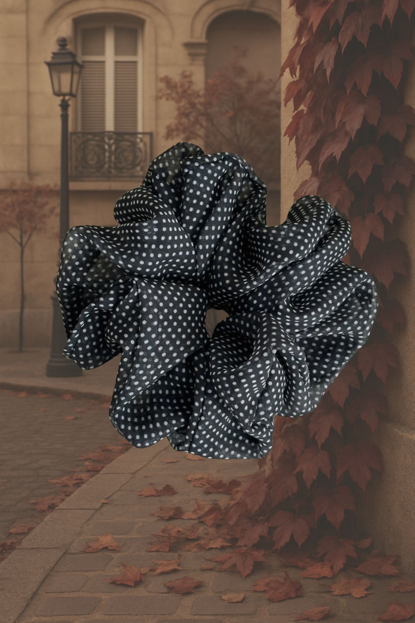 Midnight Macaron Oversized Scrunchie - Black