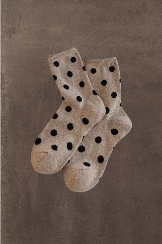 Café Dot Socks - Tan & Black