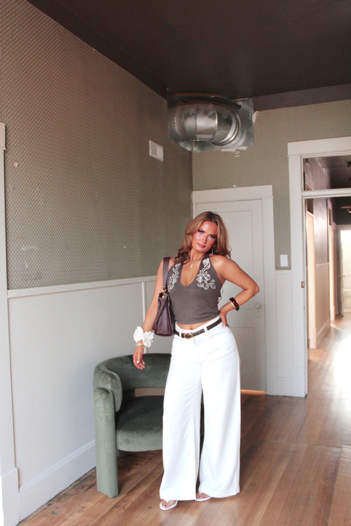 Ivory Allure Wide-Leg Jeans