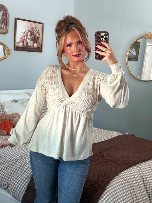The Dauphine Babydoll Top - Oat