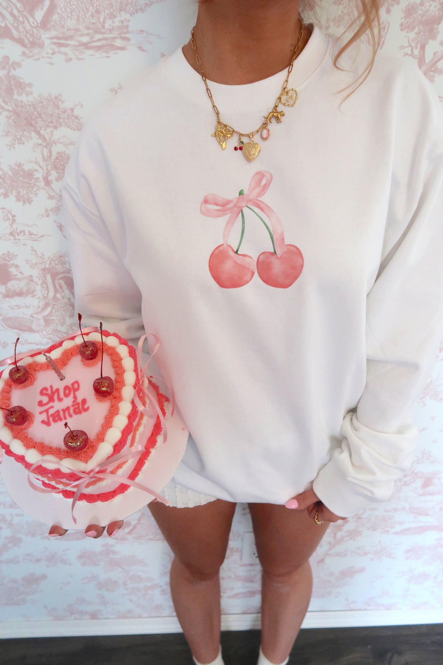 Cherry Bow Oversized Crew Neck