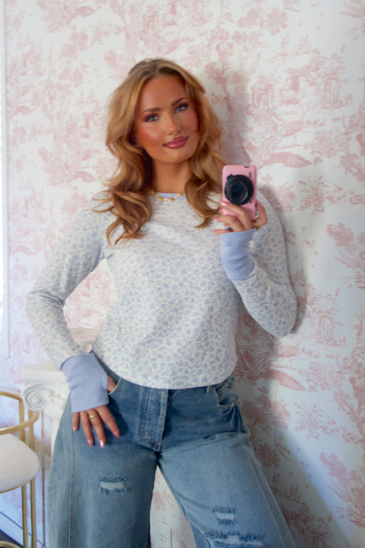 Forbes Floral Thermal Top - Blue