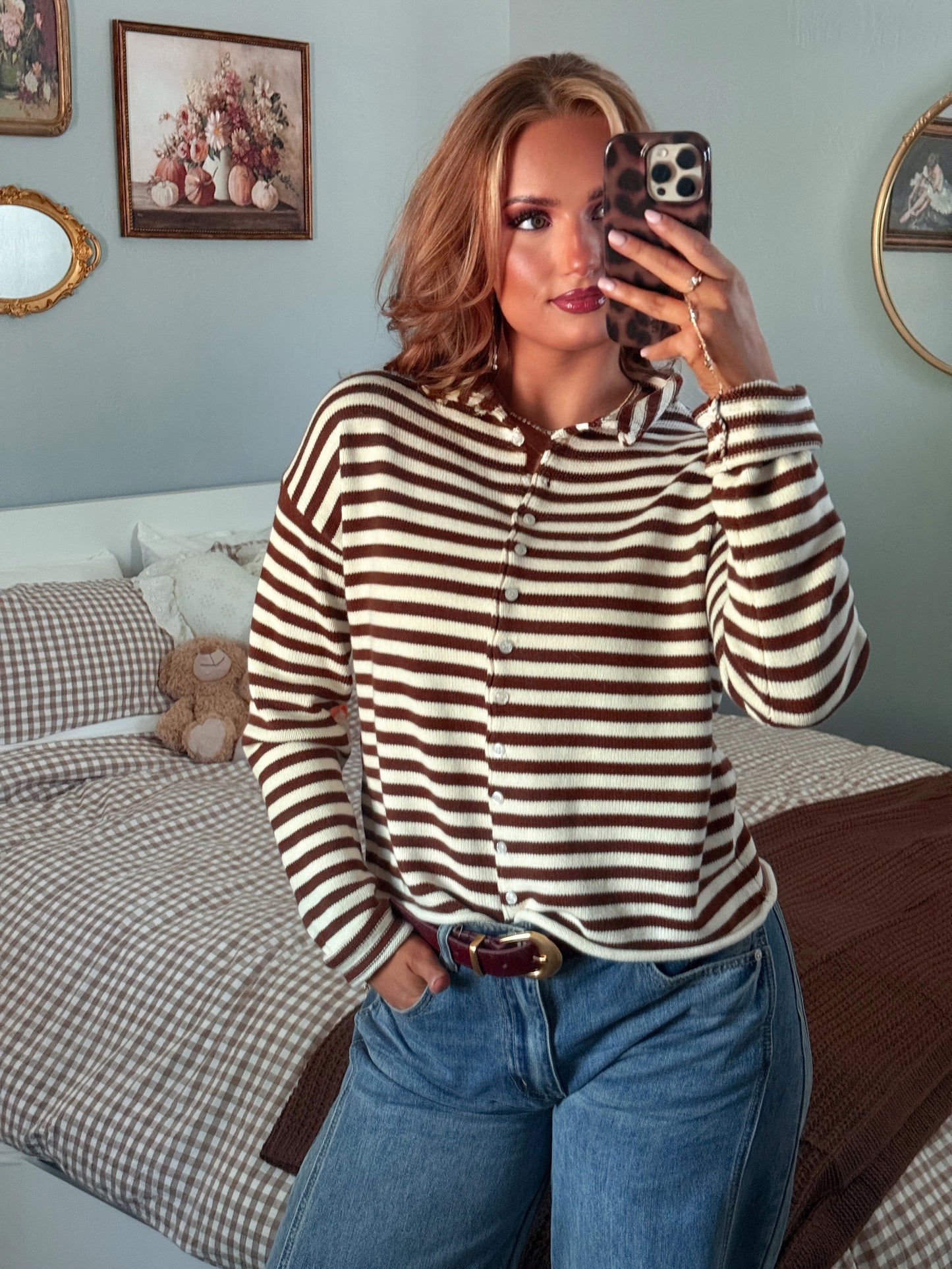 The Ashford Stripe Mockneck - Chocolate