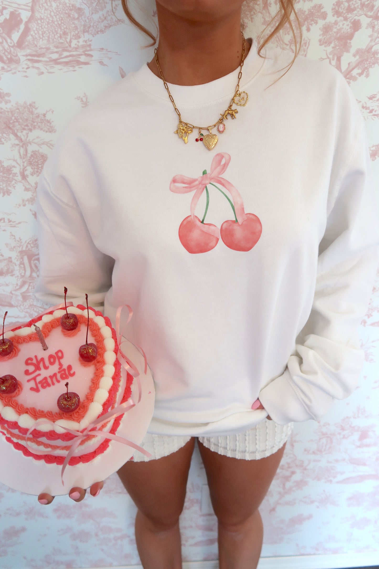 Cherry Bow Oversized Crew Neck