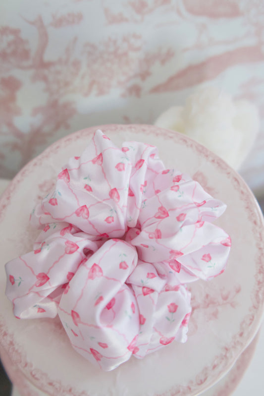 Rosy Romance Satin Scrunchie