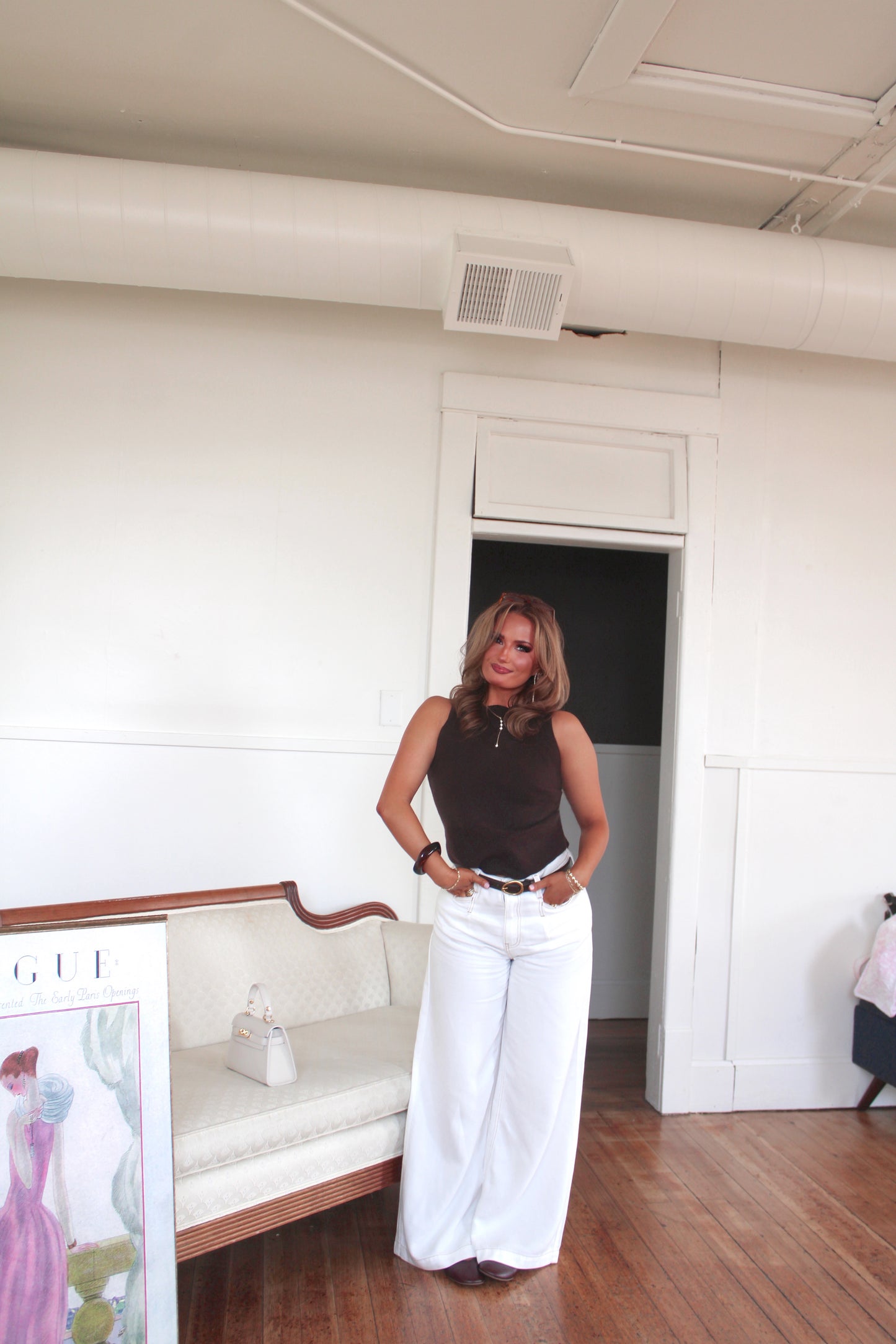 Ivory Allure Wide-Leg Jeans