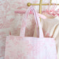 Toile En Rose Pink Quilted Tote Bag