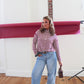 Bordeaux Stripe Mock Neck Sweater - Merlot