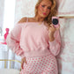 Flirty Off The Shoulder Pullover - Pink