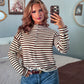The Ashford Stripe Mockneck - Chocolate