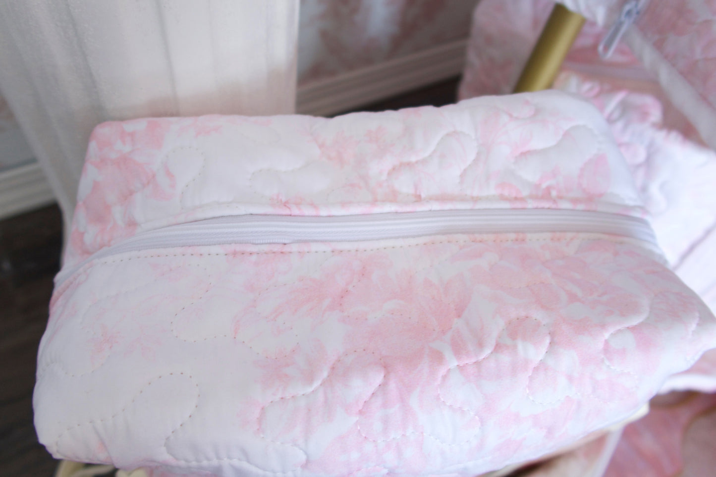 Rose De Toile Quilted Pink Large Toiletry Bag