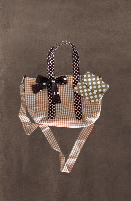 Polkadots & Pecan Vintage Tote